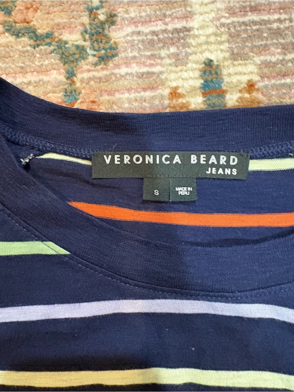 Veronica Beard Navy Mason Multistripe Long Sleeve Tee - Picture 5 of 6